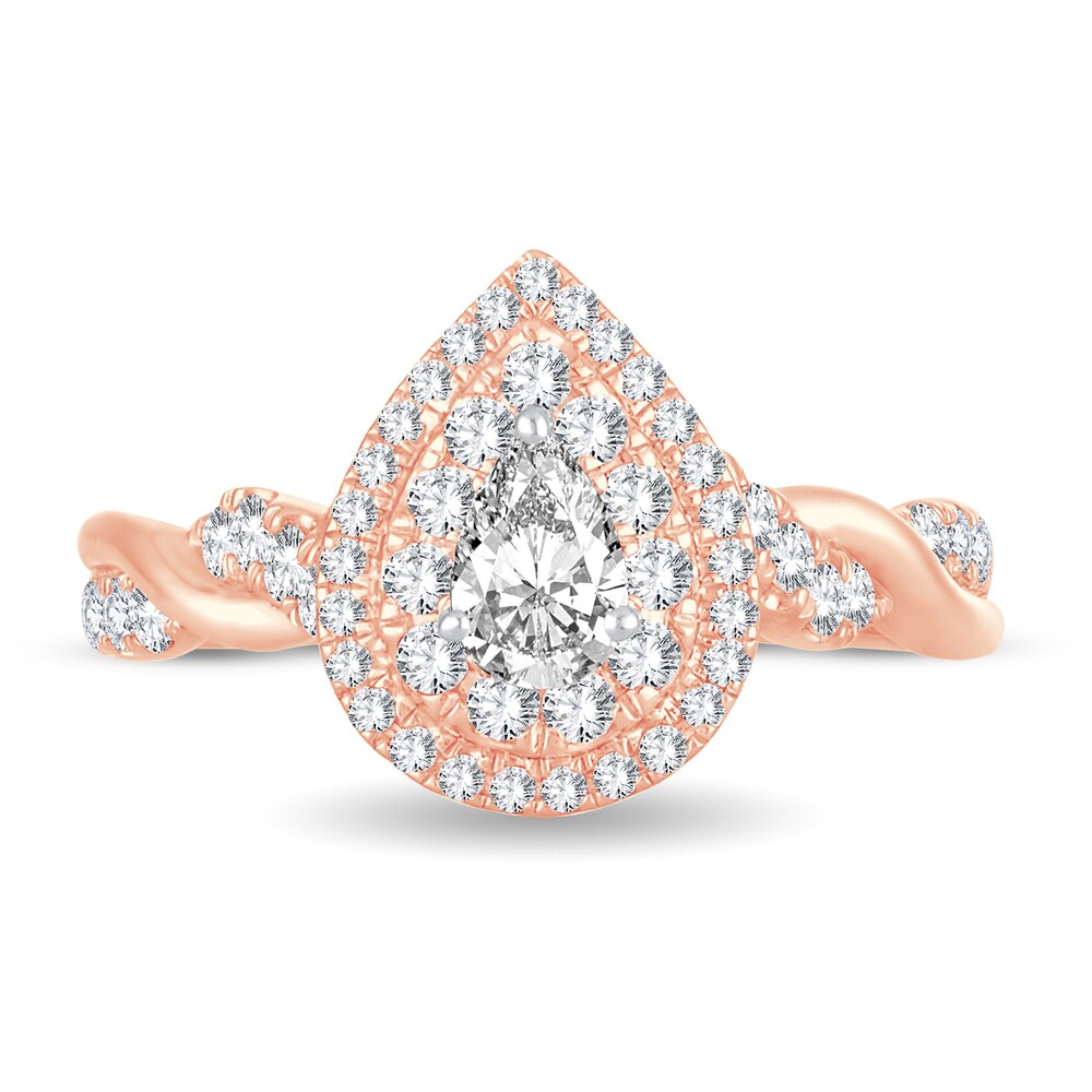 Diamond Ring 1 ct tw Pear-shaped 14K Rose Gold kXR605Xz