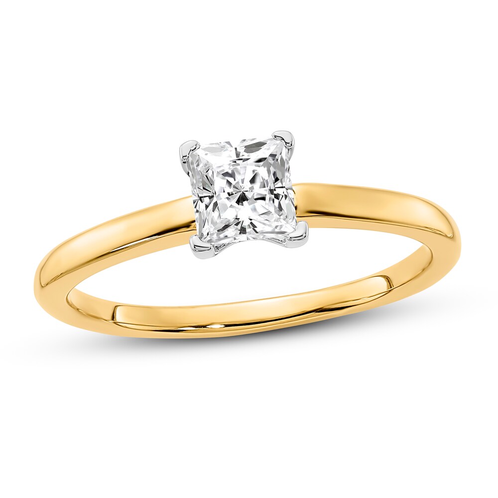 Diamond Solitaire Engagement Ring 1/2 ct tw Princess 14K Two-Tone Gold (I1/I) kk2DDo0W [kk2DDo0W]