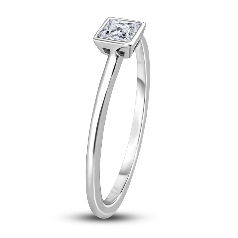 Diamond Solitaire Engagement Ring 1/4 ct tw Bezel-Set Princess 14K White Gold (I2/I) l1RIdj9d