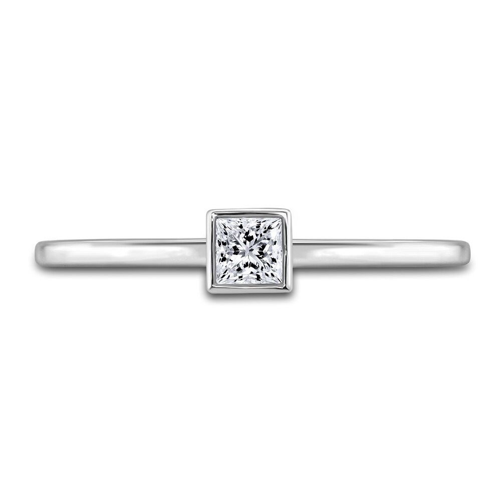 Diamond Solitaire Engagement Ring 1/4 ct tw Bezel-Set Princess 14K White Gold (I2/I) l1RIdj9d