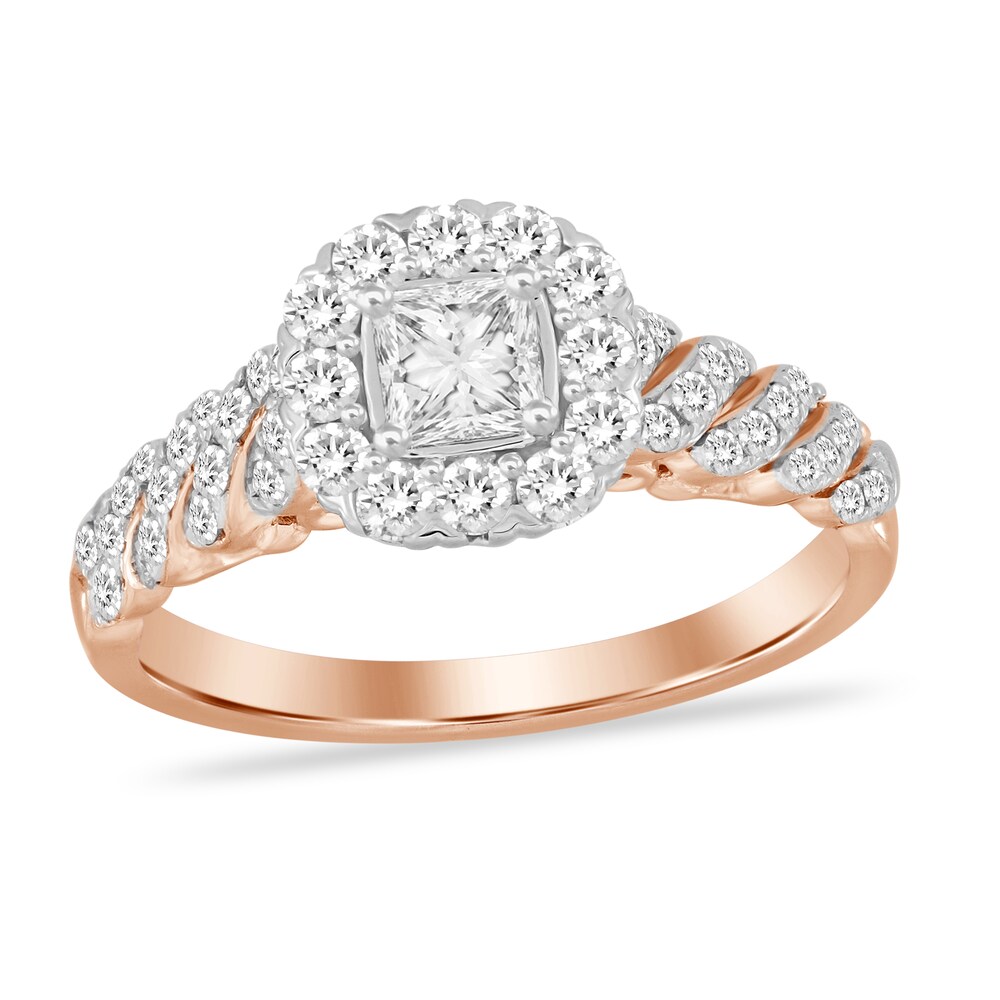 Diamond Engagement Ring 3/4 ct tw Princess/Round 14K Rose Gold l7OTEi95 [l7OTEi95]