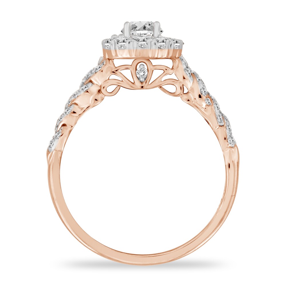 Diamond Engagement Ring 3/4 ct tw Princess/Round 14K Rose Gold l7OTEi95