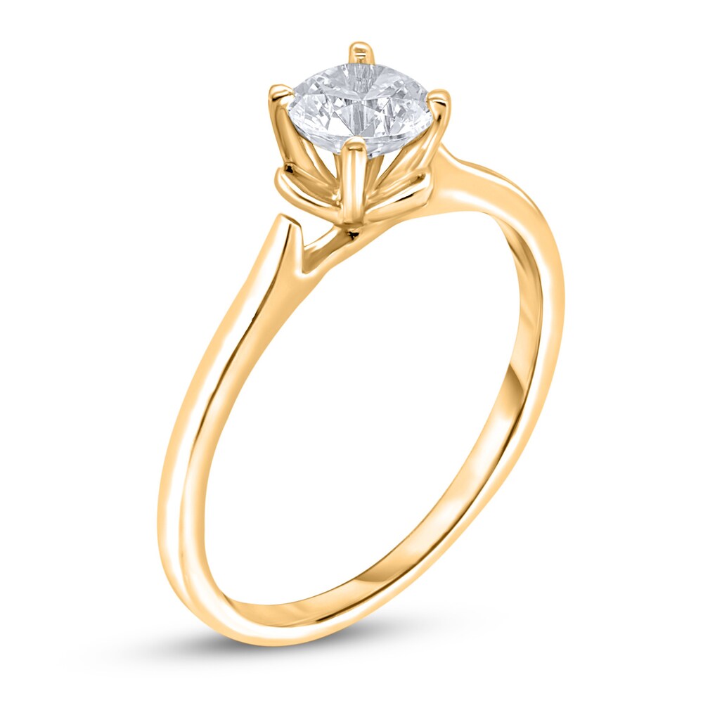 Diamond Solitaire Floral Engagement Ring 1/2 ct tw Round 14K Yellow Gold (I2/I) lFZToY6o