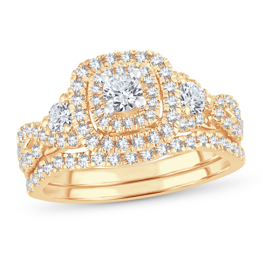 Diamond Bridal Set 1 ct tw Round-cut 14K Yellow Gold lPiVOvNV