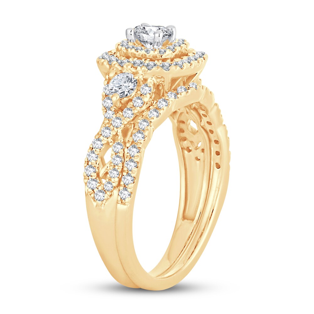 Diamond Bridal Set 1 ct tw Round-cut 14K Yellow Gold lPiVOvNV