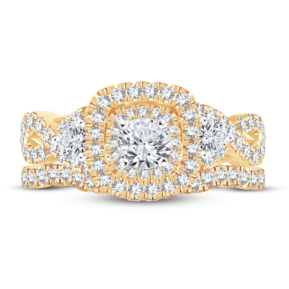 Diamond Bridal Set 1 ct tw Round-cut 14K Yellow Gold lPiVOvNV