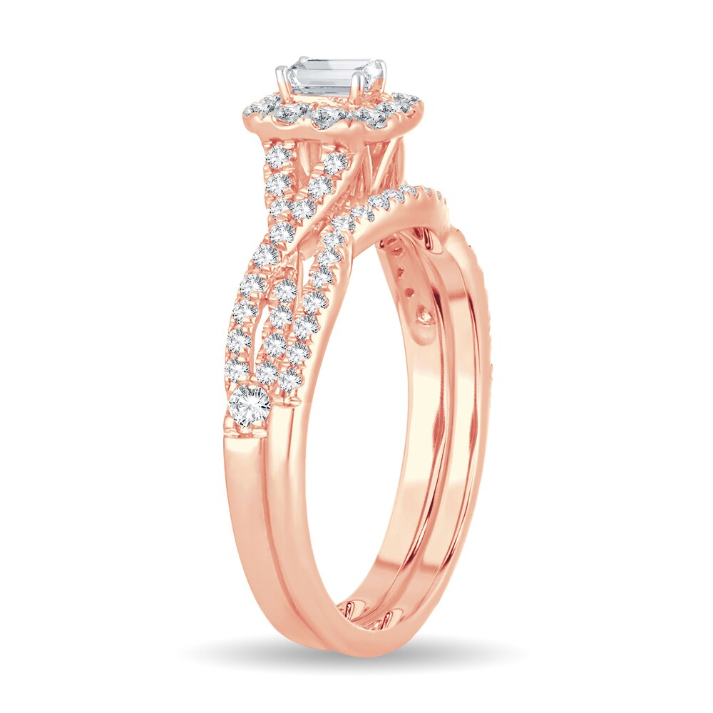Diamond Bridal Set 3/4 ct tw Emerald-cut 14K Rose Gold lV76gqcr
