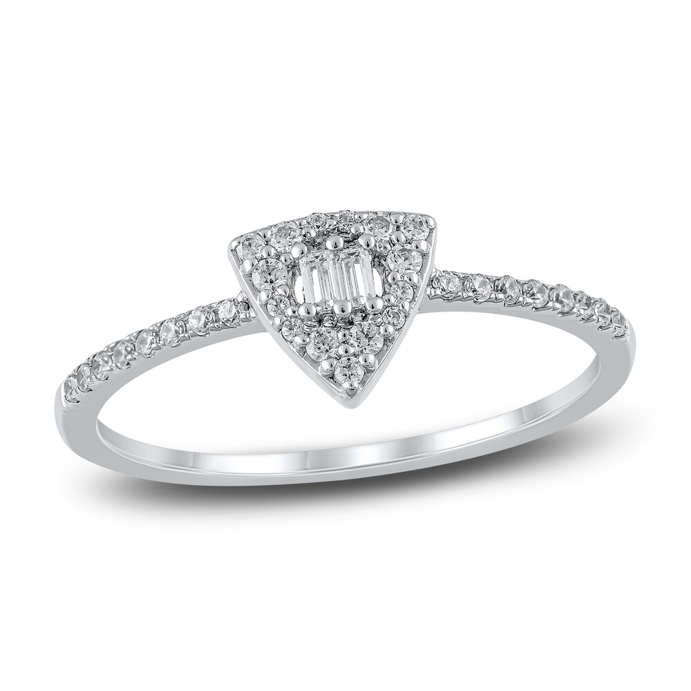 Diamond Engagement Ring 1/5 ct tw Round/Baguette 10K White Gold lbAVI39w