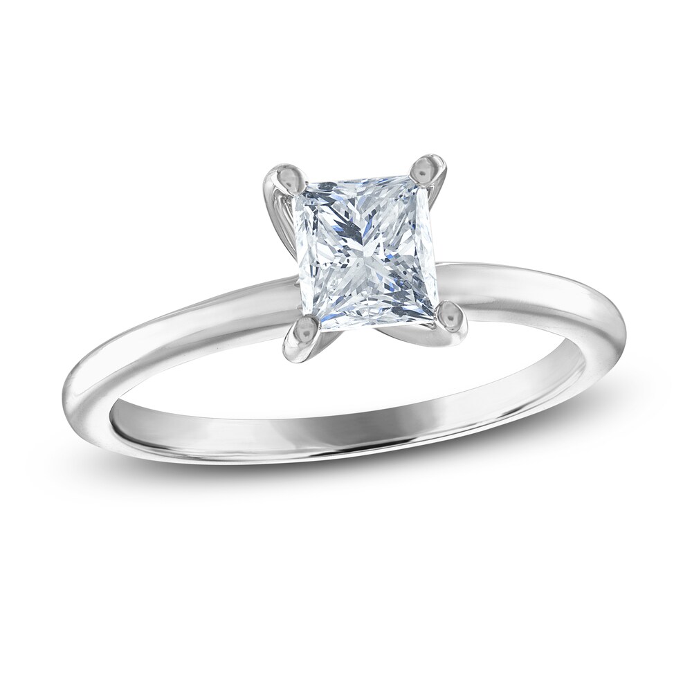 Diamond Solitaire Ring 1 ct tw Princess 14K White Gold (I2/I) ldKxpLcD [ldKxpLcD]
