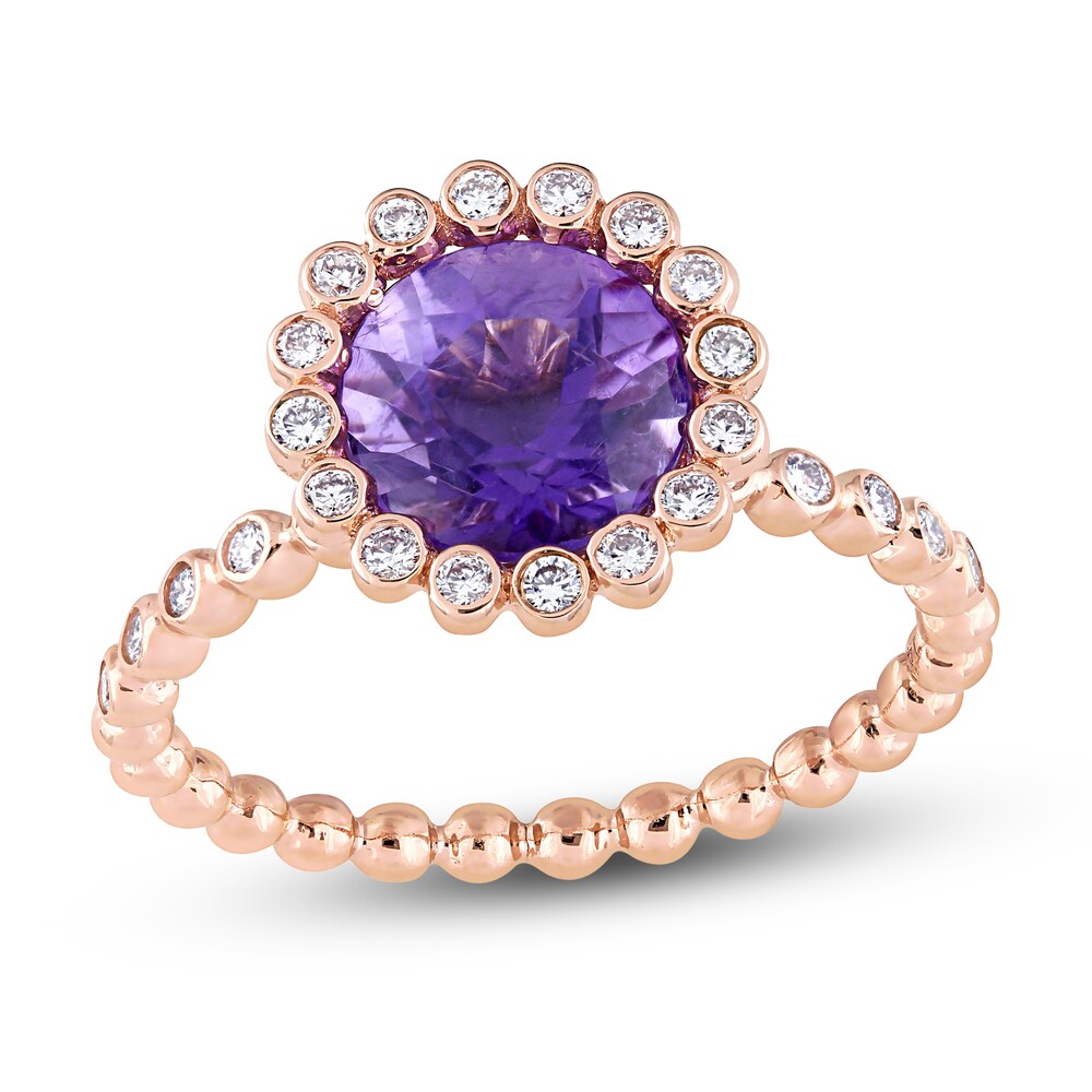 Natural Amethyst Engagement Ring 1/4 ct tw 14K Rose Gold lerl6dwR [lerl6dwR]