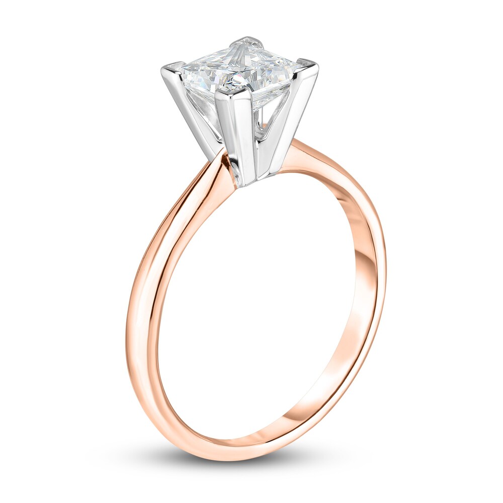 Diamond Solitaire Engagement Ring 7/8 ct tw Princess 14K Rose Gold (I2/I) mK1dRtdf