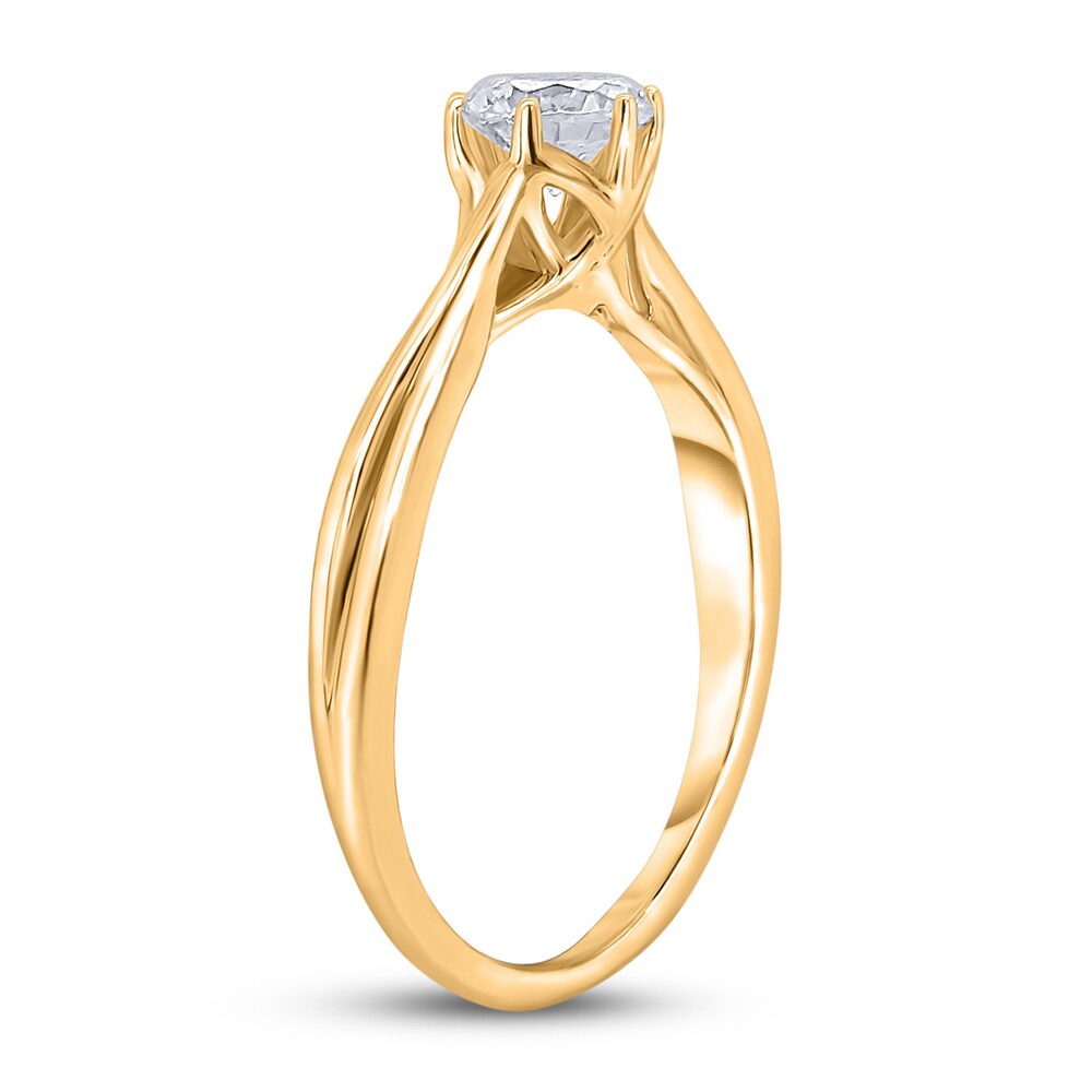 Diamond Solitaire Twist Engagement Ring 1/2 ct tw Round 14K Yellow Gold (I2/I) mM1AH0dY