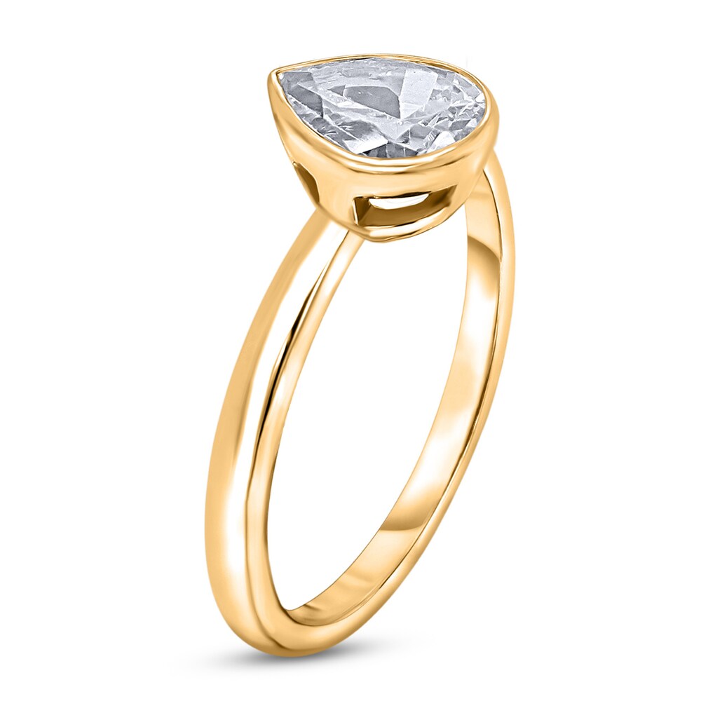 Diamond Solitaire Engagement Ring 2 ct tw Bezel-Set Pear-cut 14K Yellow Gold (I2/I) mTNGw1pl