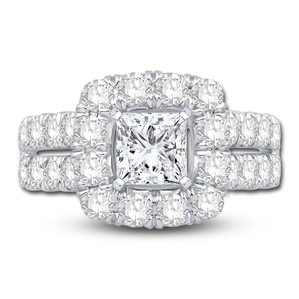 Engagement Ring 2-1/2 ct tw Princess/Round 14K White Gold mUIIGKga