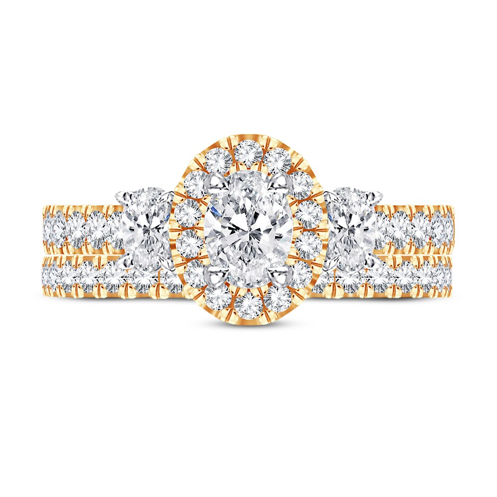 Diamond Bridal Set 1-1/2 ct tw Oval/Round-cut 14K Yellow Gold mjXvkOL0