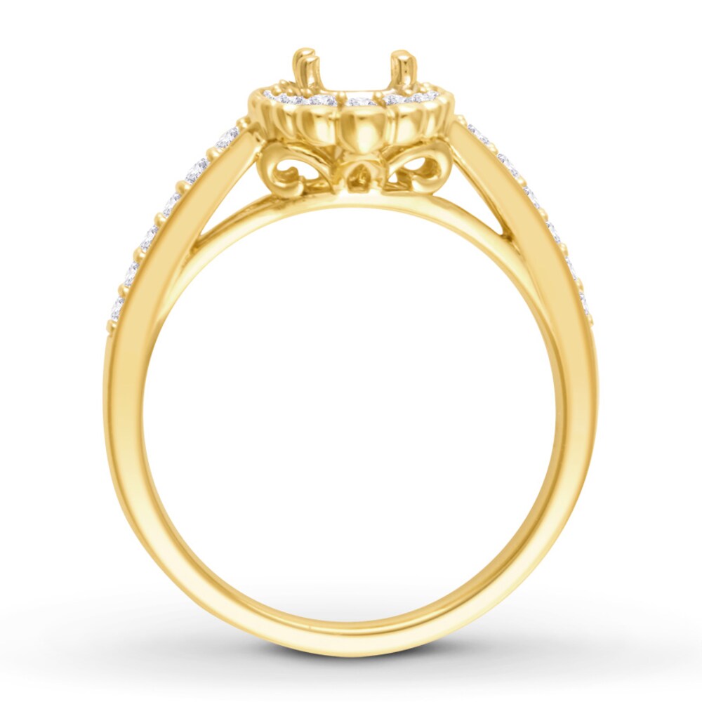 Diamond Ring Setting 1/3 ct tw Round-cut 14K Yellow Gold mo096SKN