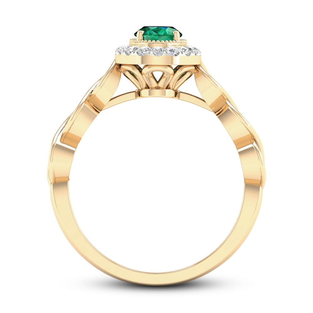 Natural Emerald Engagement Ring 1/5 ct tw Diamonds 14K Yellow Gold mo2yK6xm