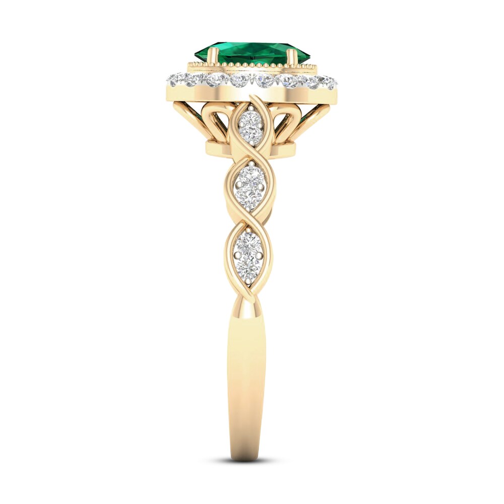 Natural Emerald Engagement Ring 1/5 ct tw Diamonds 14K Yellow Gold mo2yK6xm