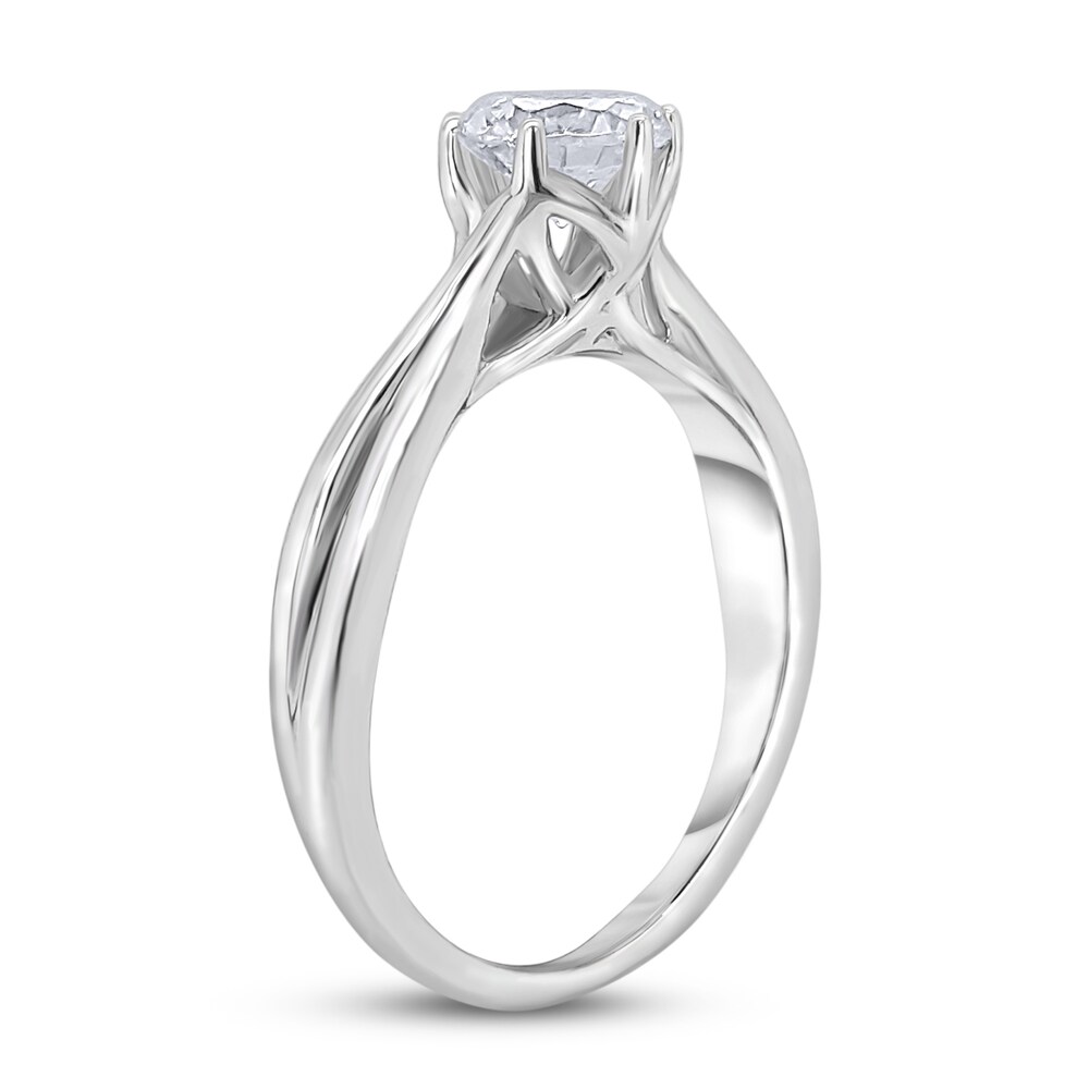 Diamond Solitaire Twist Engagement Ring 1 ct tw Round 14K White Gold (I2/I) mr6gsymZ