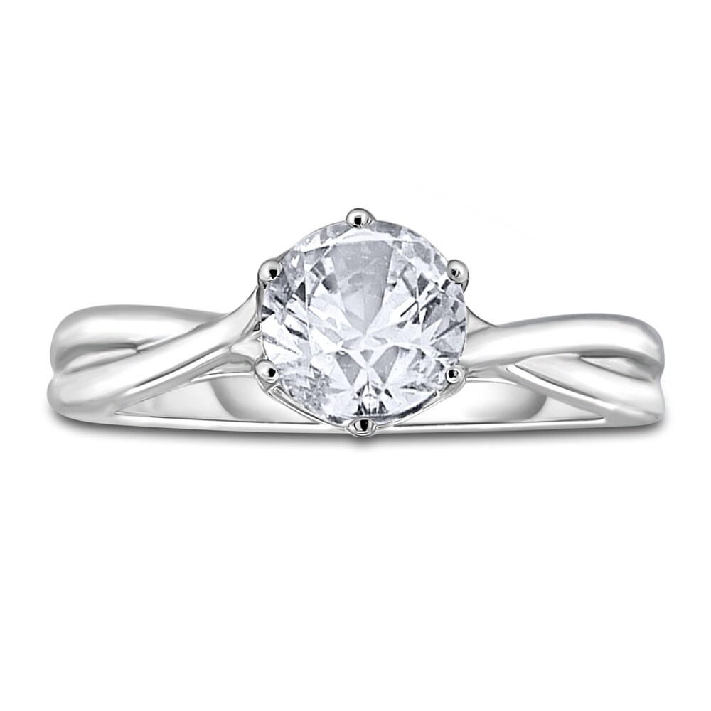 Diamond Solitaire Twist Engagement Ring 1 ct tw Round 14K White Gold (I2/I) mr6gsymZ