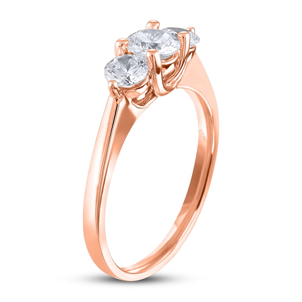 Diamond 3-Stone Ring 1 ct tw Round 14K Rose Gold n6PhE2KP