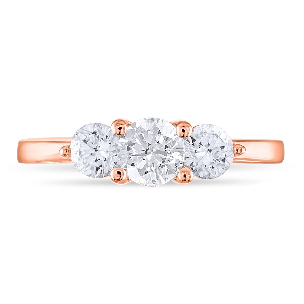 Diamond 3-Stone Ring 1 ct tw Round 14K Rose Gold n6PhE2KP