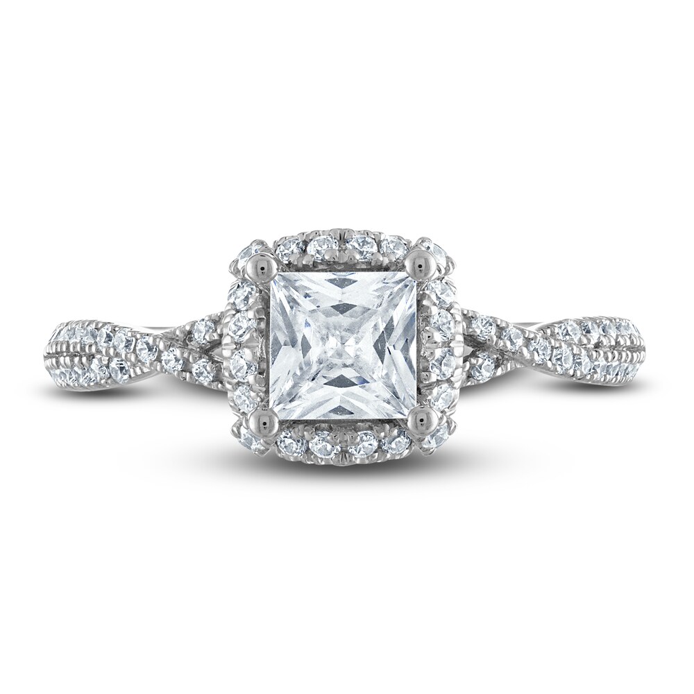 Vera Wang WISH Diamond Engagement Ring 1-1/5 ct tw Princess/Round 14K White Gold nPoSrcvd