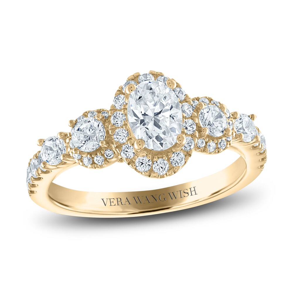 Vera Wang WISH Diamond Engagement Ring Setting 1-1/4 ct tw oval/Round 14K Yellow Gold nTlGFl93