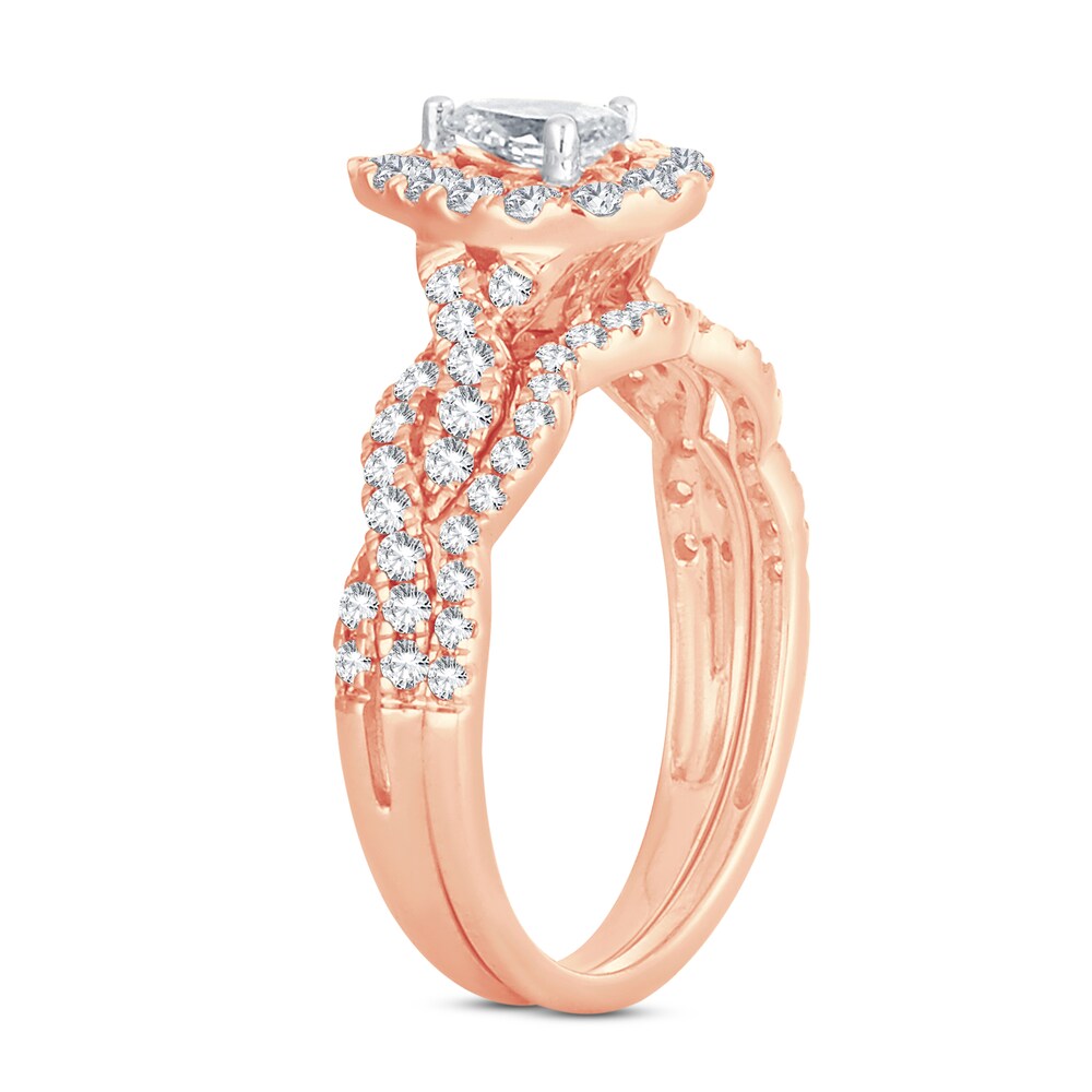 Diamond Bridal Set 1 ct tw Pear-shaped/Round-cut 14K Rose Gold nhnRy1FC