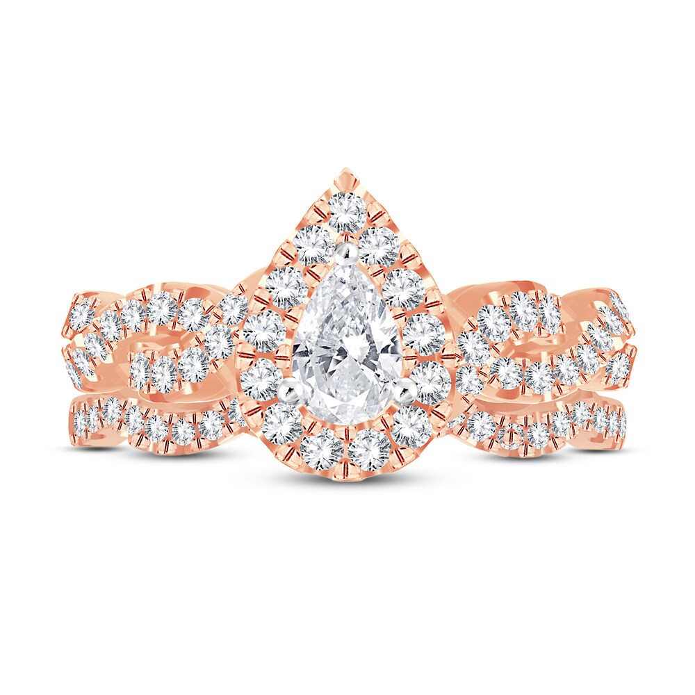 Diamond Bridal Set 1 ct tw Pear-shaped/Round-cut 14K Rose Gold nhnRy1FC