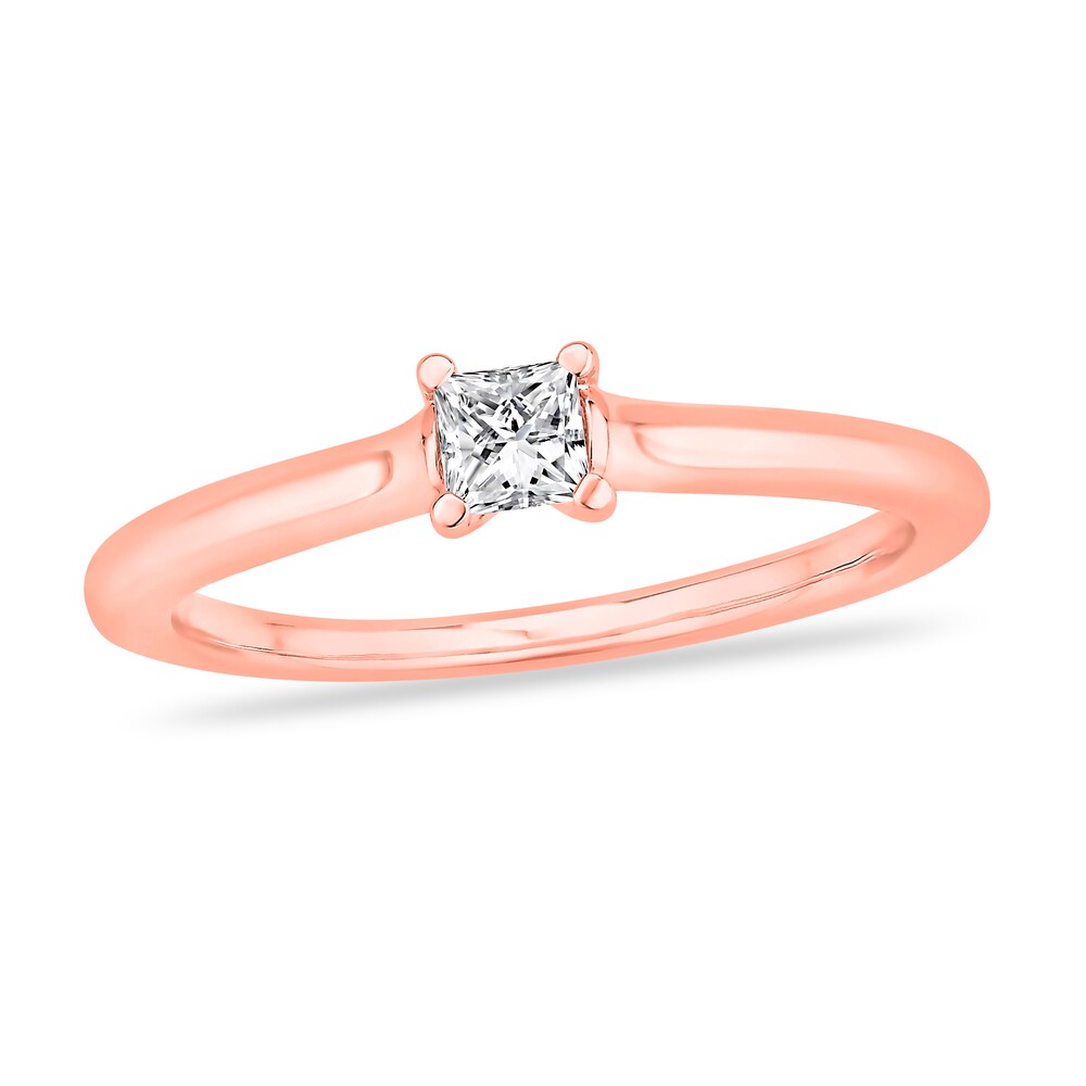 Diamond Solitaire Engagement Ring 1/4 ct tw Princess-cut 14K Rose Gold (I2/I) nuqWlQAH [nuqWlQAH]