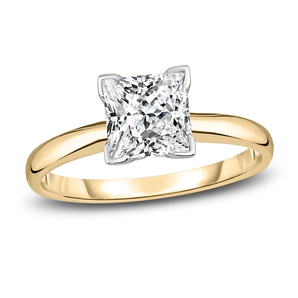 Diamond Solitaire Engagement Ring 1 ct tw Princess 14K Yellow Gold (I2/I) o0a0Rnyd