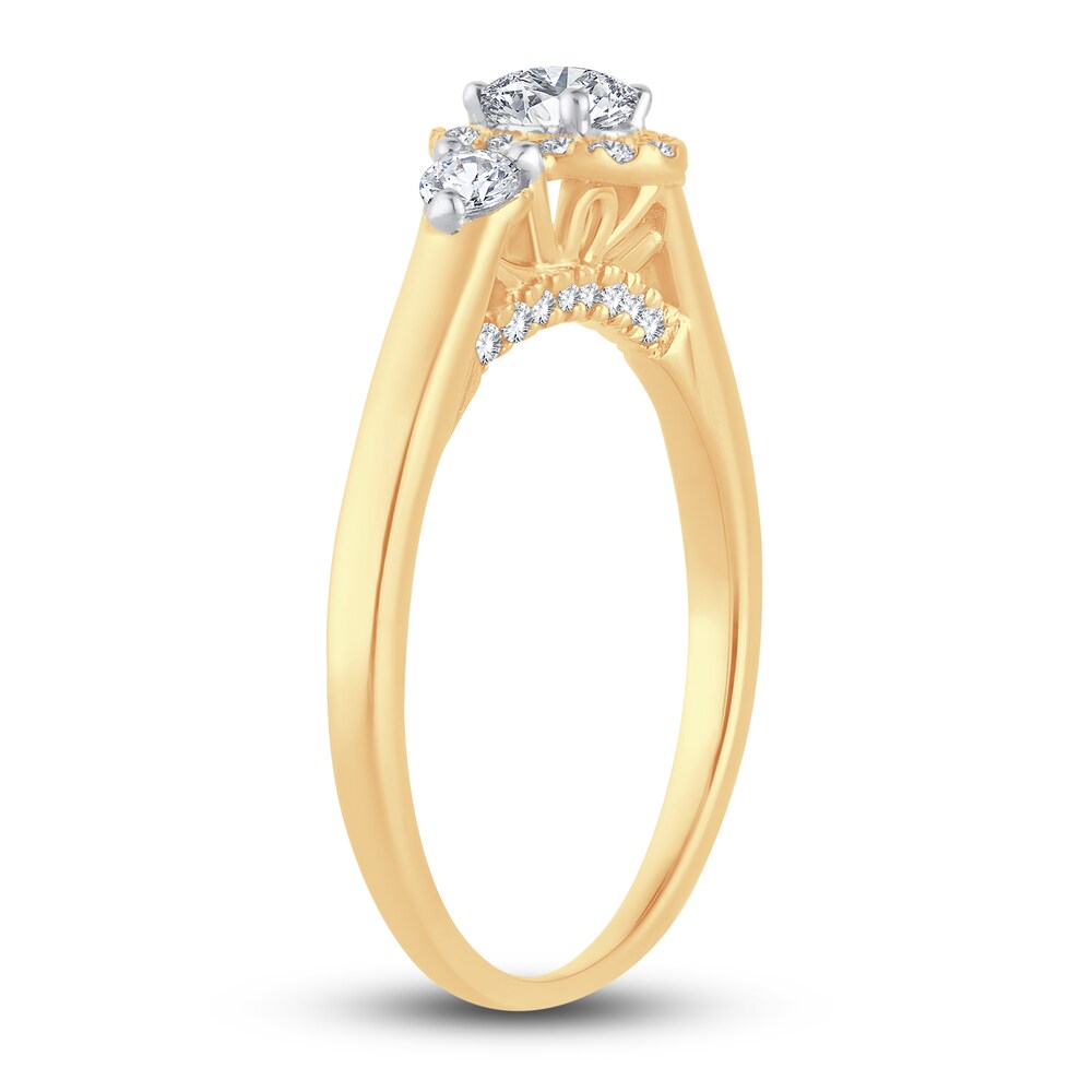 Diamond Halo Ring 3/8 ct tw Oval/Round 14K Yellow Gold oAoApGsQ