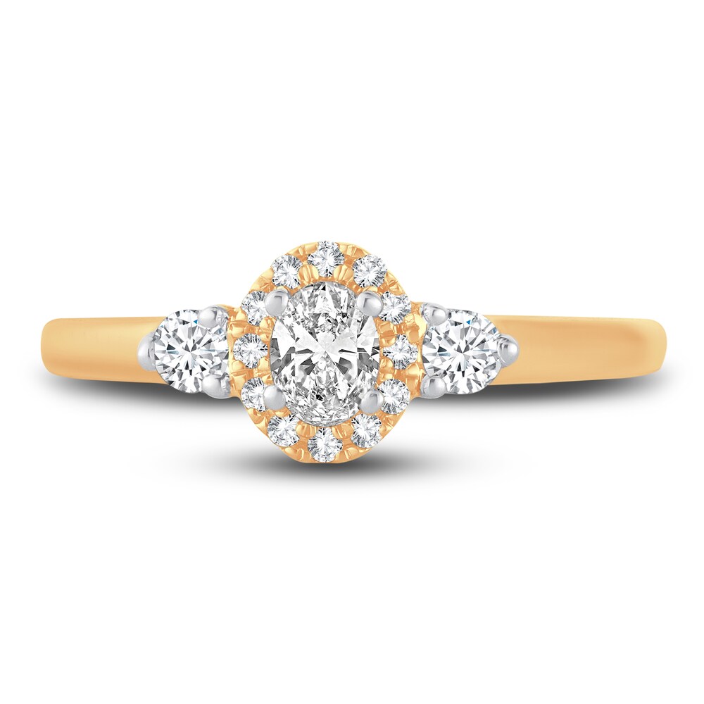 Diamond Halo Ring 3/8 ct tw Oval/Round 14K Yellow Gold oAoApGsQ