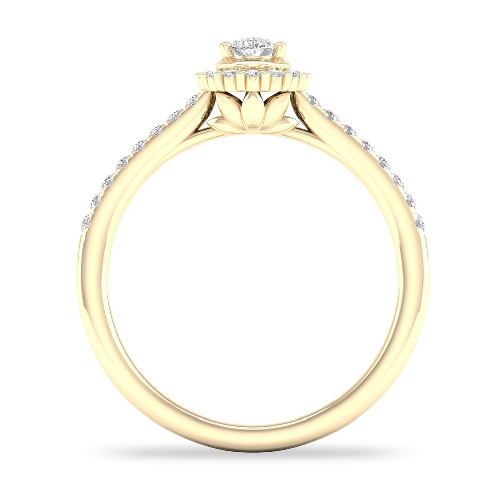 Diamond Ring 1/3 ct tw Pear-shaped/Round-cut 14K Yellow Gold oDO8uYAc