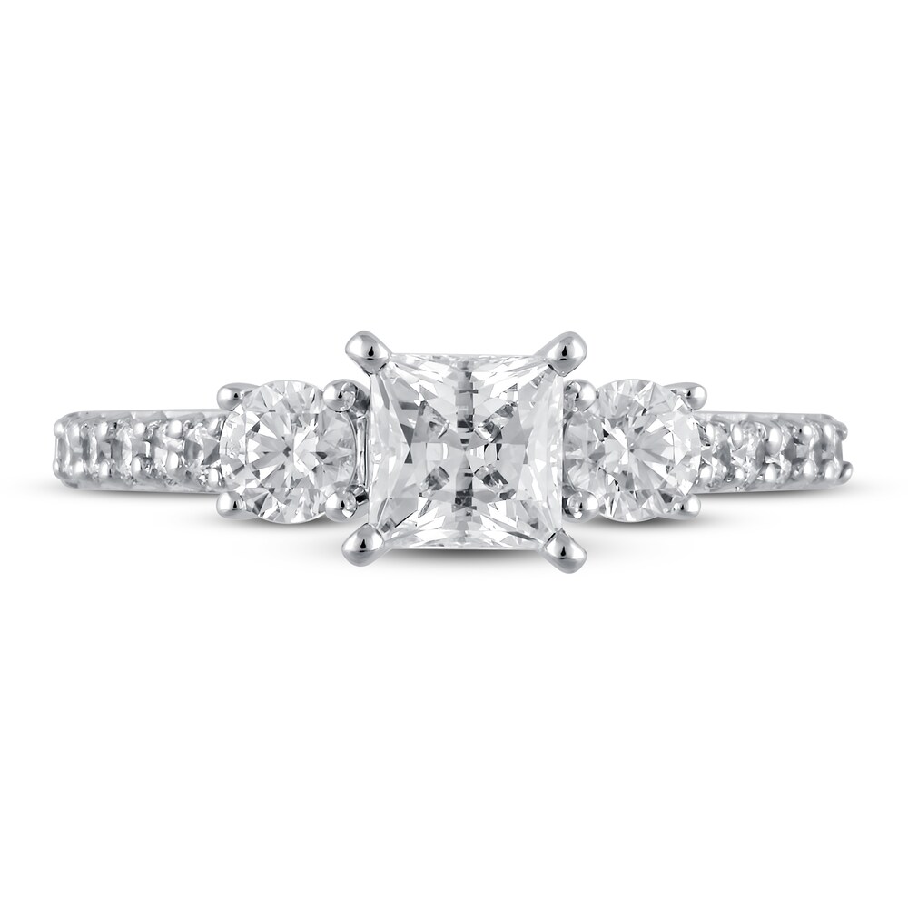 Diamond Engagement Ring 1-1/3 ct tw Round/Princess 14K White Gold oJH1mlkP