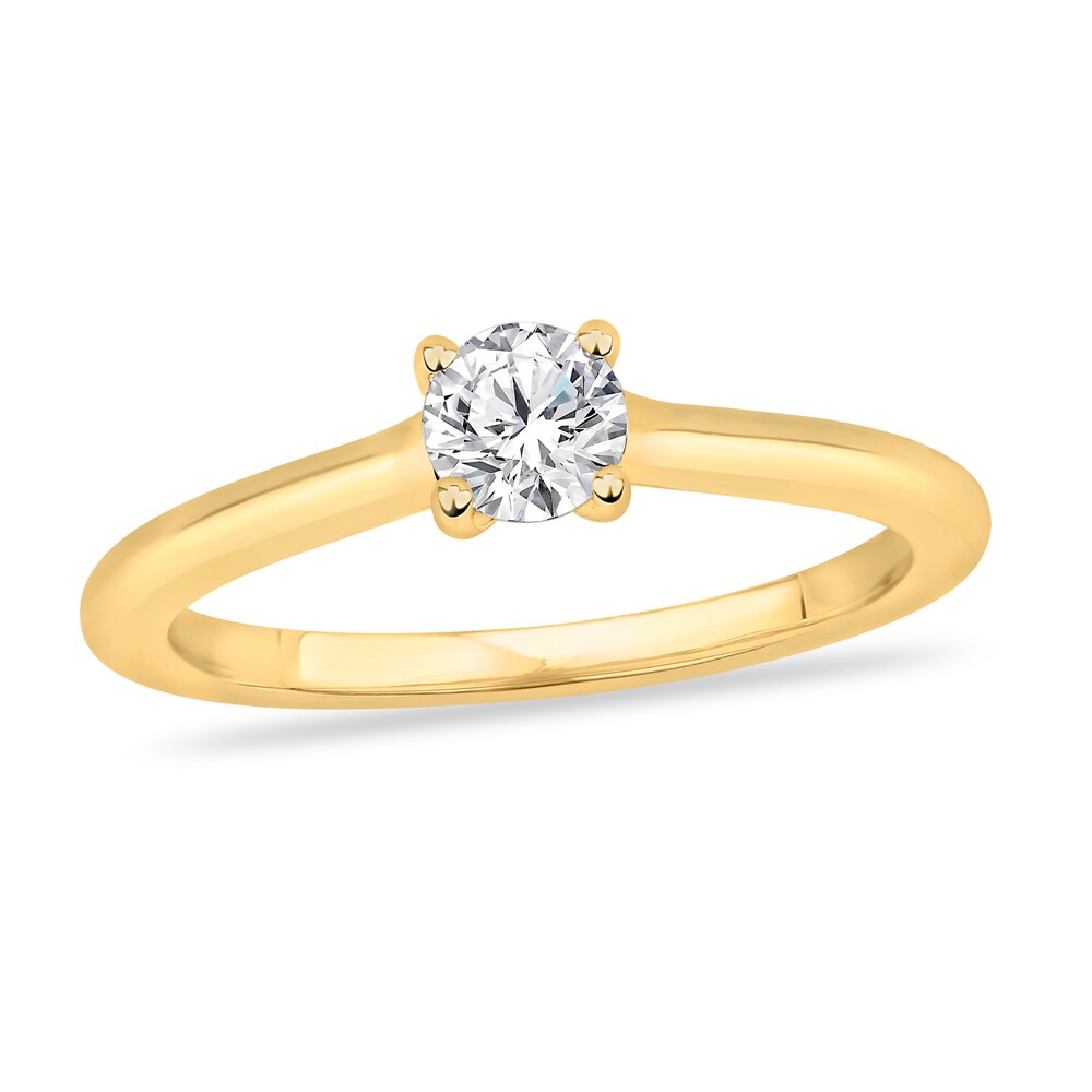 Diamond Solitaire Engagement Ring 3/8 ct tw Round-cut 14K Yellow Gold (I2/I) oJXHb9r8 [oJXHb9r8]