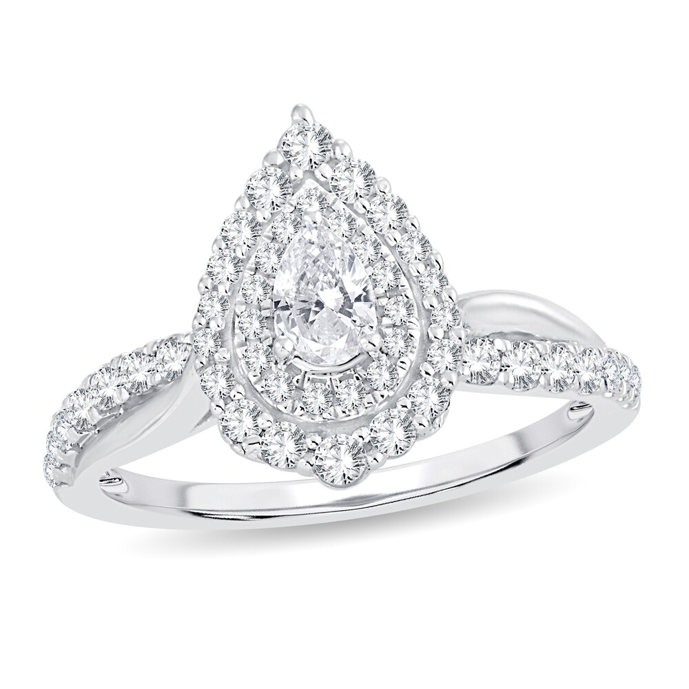 Diamond Ring 3/4 ct tw Pear-shaped 14K White Gold oYAG86Fq