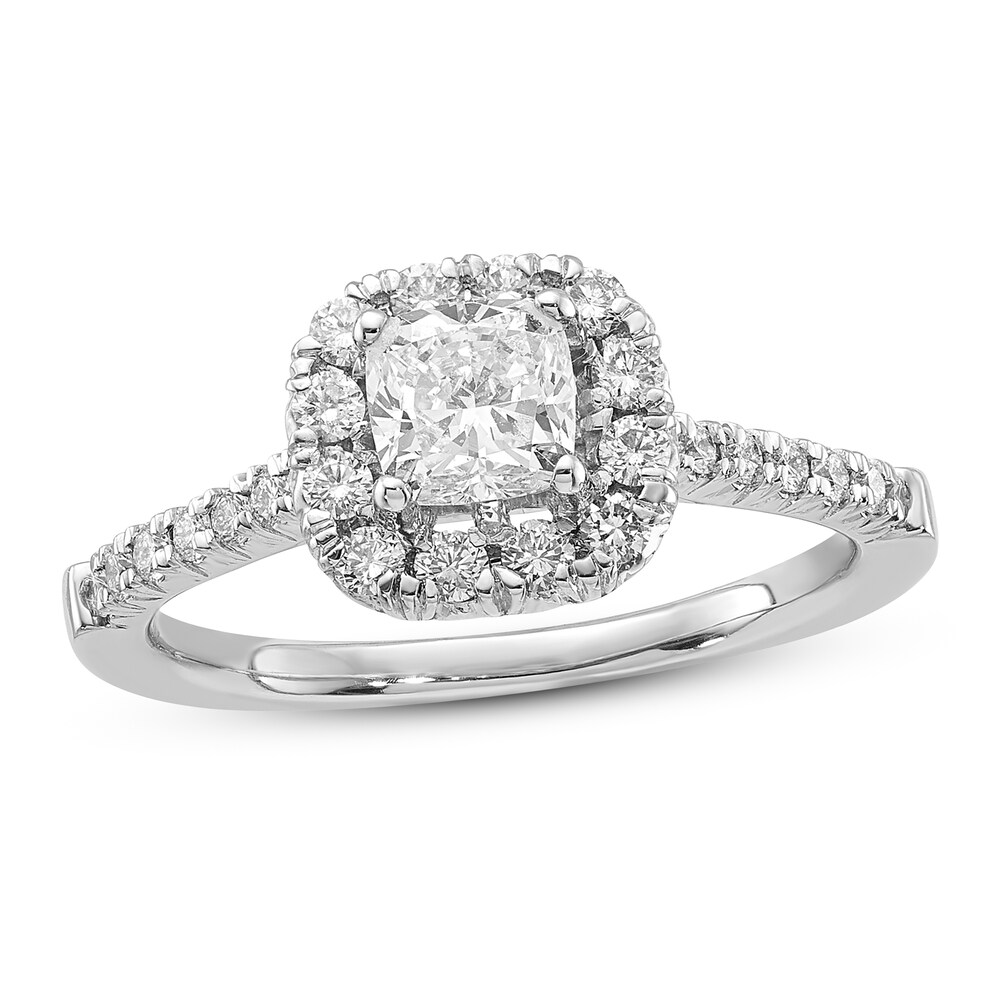 Diamond Engagement Ring 1 ct tw Cushion/Round 14K White Gold obeN4L7c [obeN4L7c]