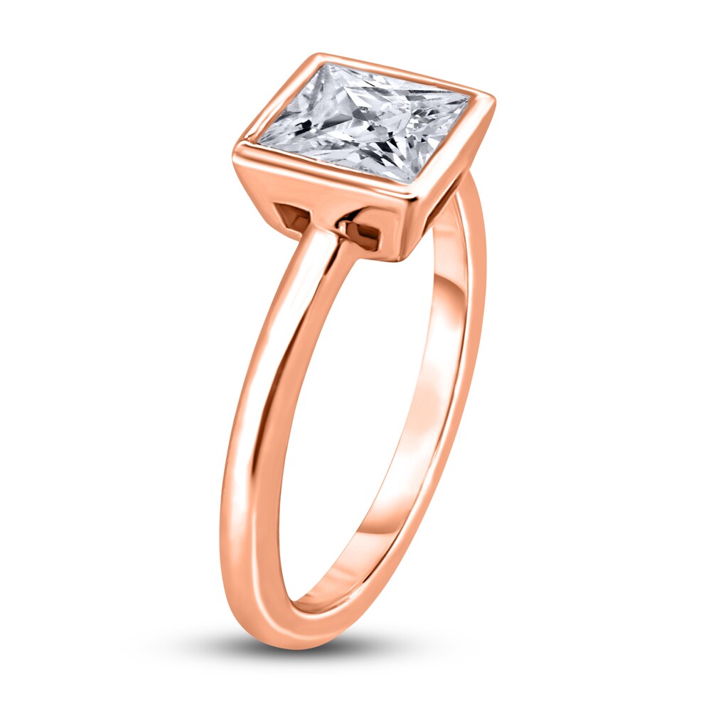 Diamond Solitaire Engagement Ring 2 ct tw Bezel-Set Princess 14K Rose Gold (I2/I) obuWAFGJ