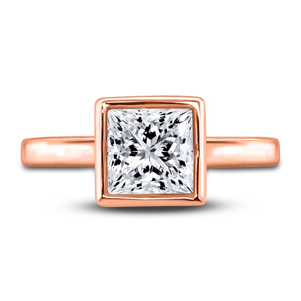 Diamond Solitaire Engagement Ring 2 ct tw Bezel-Set Princess 14K Rose Gold (I2/I) obuWAFGJ