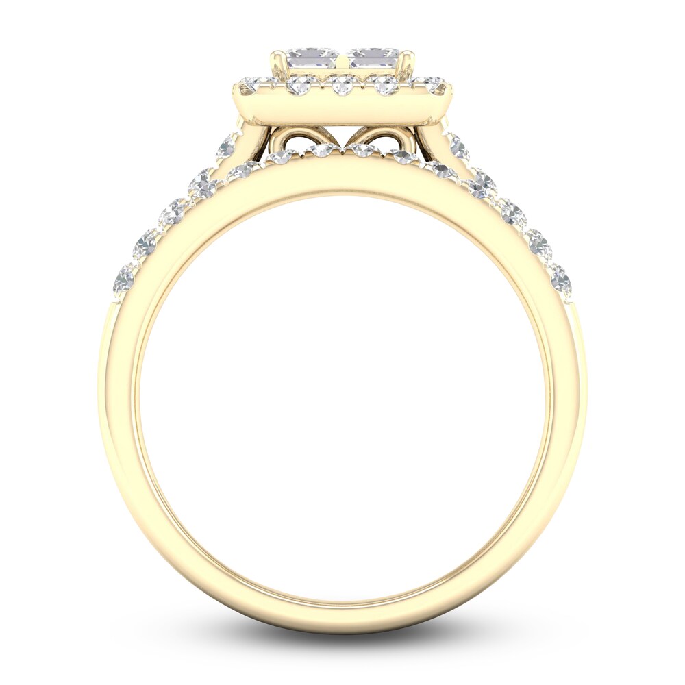 Diamond Bridal Set 1-1/4 ct tw Princess/Round 14K Yellow Gold ocPkk7nP