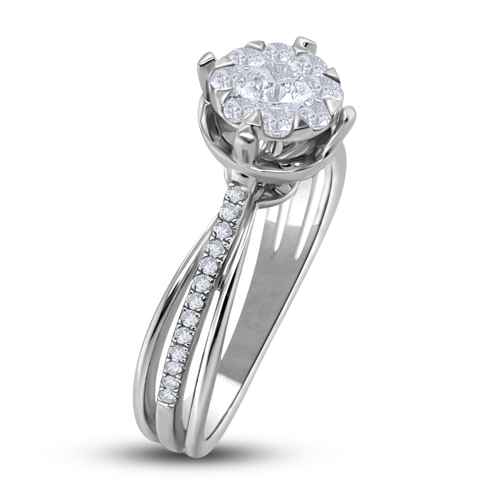Diamond Engagement Ring 3/8 ct tw Round 14K White Gold oh6z0QYr
