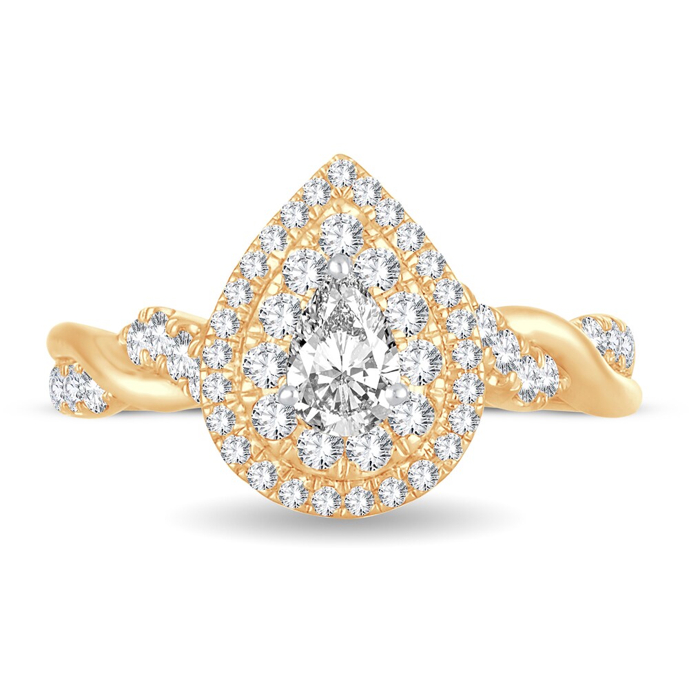 Diamond Ring 1 ct tw Pear-shaped 14K Yellow Gold okMRsdxs