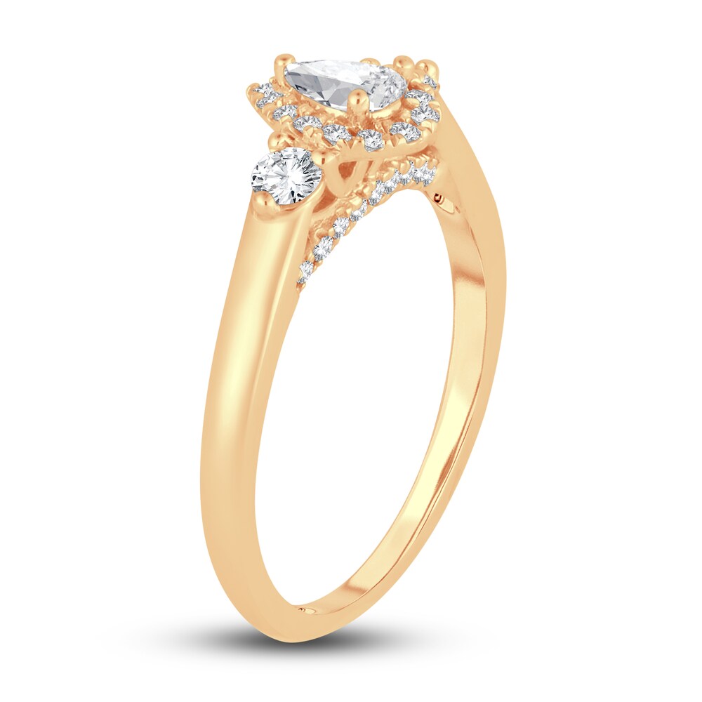 Diamond Halo Ring 3/8 ct tw Pear/Round 14K Yellow Gold ontl1VGE