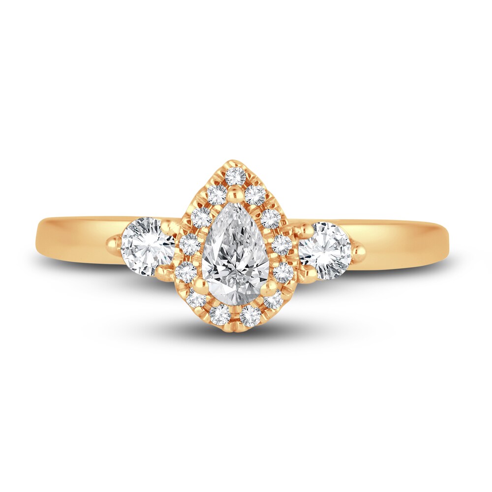 Diamond Halo Ring 3/8 ct tw Pear/Round 14K Yellow Gold ontl1VGE