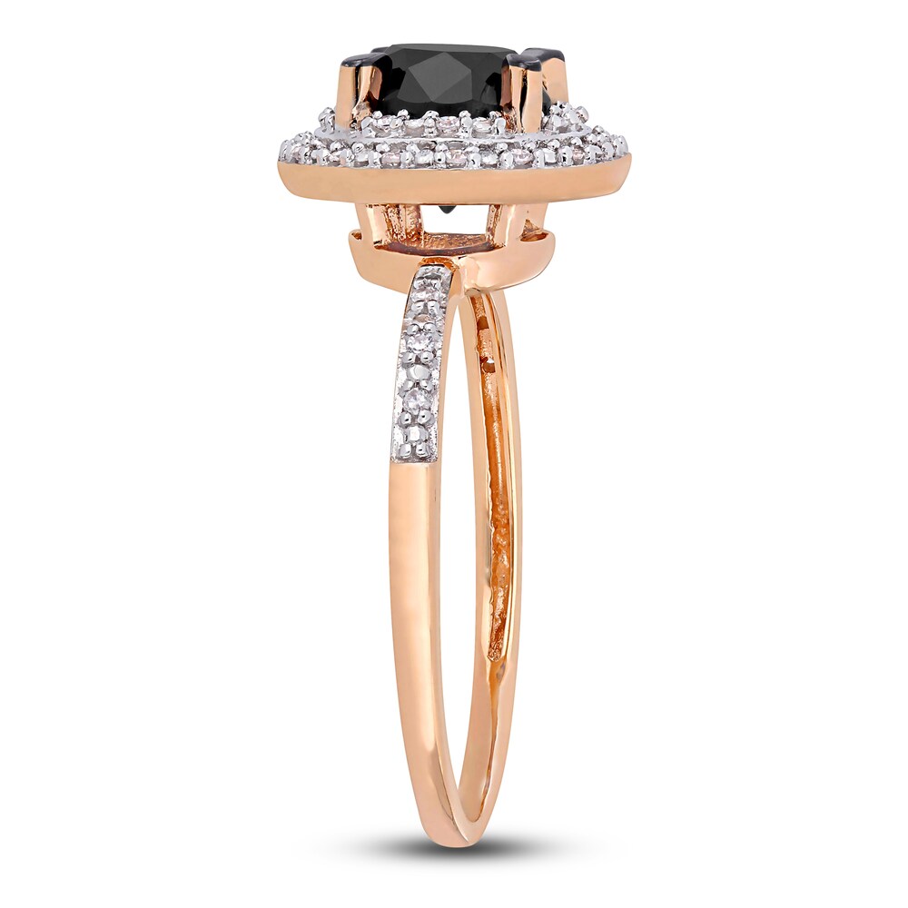 Black & White Diamond Halo Ring 1-5/8 ct tw Round 14K Rose Gold pFCDUgIw