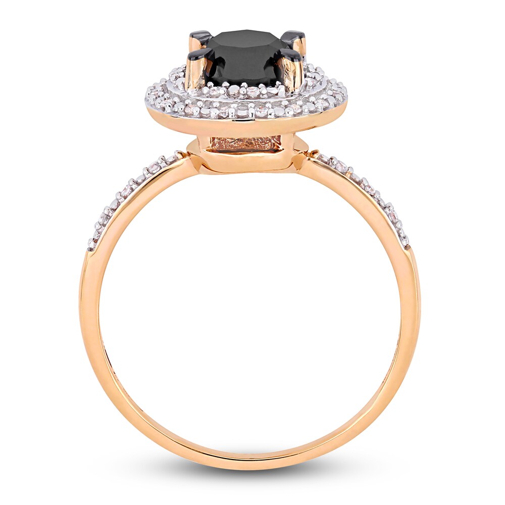 Black & White Diamond Halo Ring 1-5/8 ct tw Round 14K Rose Gold pFCDUgIw