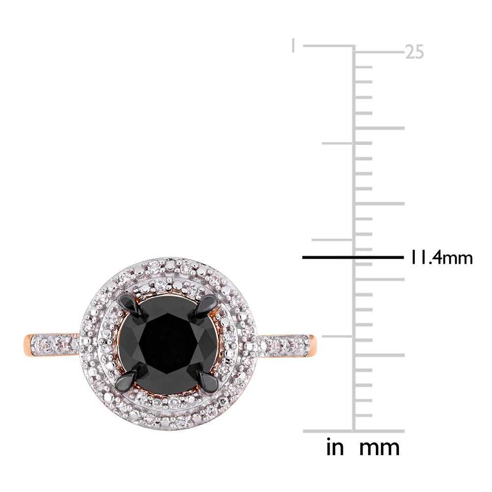 Black & White Diamond Halo Ring 1-5/8 ct tw Round 14K Rose Gold pFCDUgIw