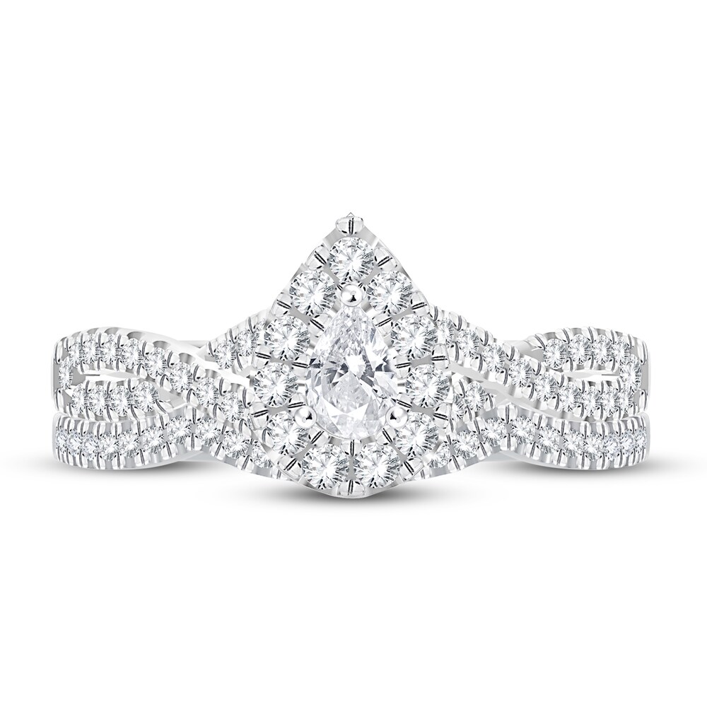 Diamond Bridal Set 3/4 ct tw Pear-shaped/Round-cut 14K White Gold pP1d24Kd